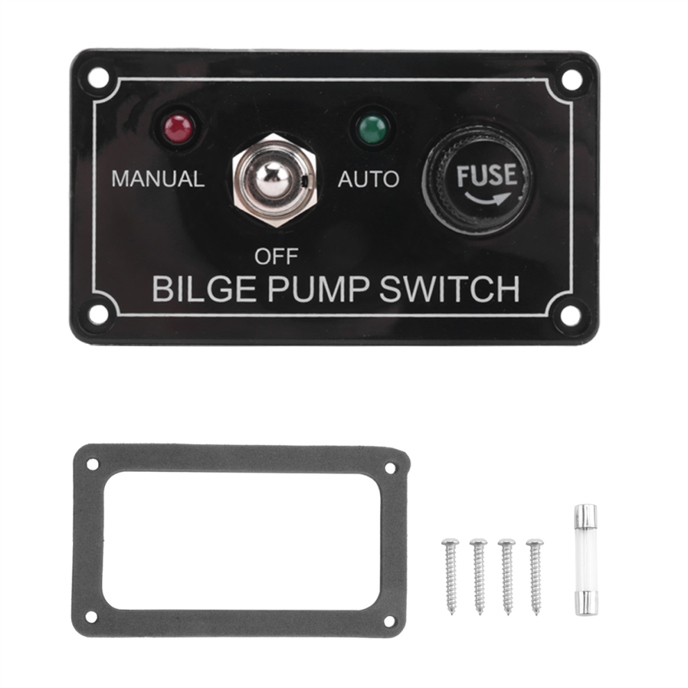 Dc 12V Fused Marine Bilge Pump Switch Panel With Led Indicator Light 4853297019189