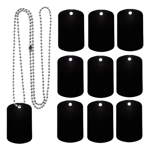 Pacote com 25 Placas de Identificação para Cães para Gravação a Laser, 60 cm (24 polegadas), Pretas