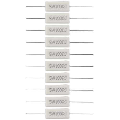 10 résistances bobinées en céramique cimentée 100 ohms 5 W 5 %