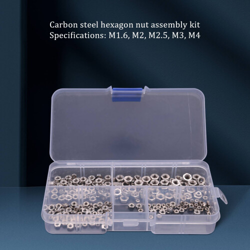 Kit de 250 écrous hexagonaux en acier au carbone M1.6 M2 M2.5 M3 1