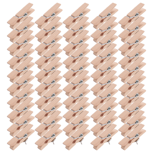 Tachinhas com clipes de madeira, 50 unidades, cor natural. 2