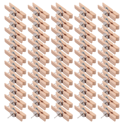 Tachinhas com clipes de madeira, 50 unidades, cor natural. 1