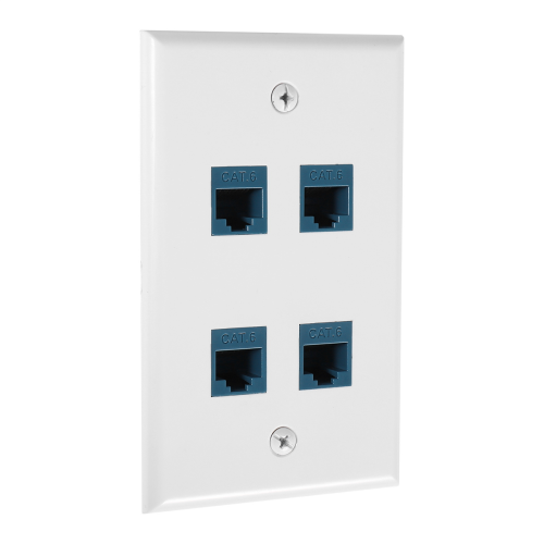 Plaque murale Ethernet 4 ports pour périphériques Ethernet Cat7/6/6E/5/5E - Bleue 1