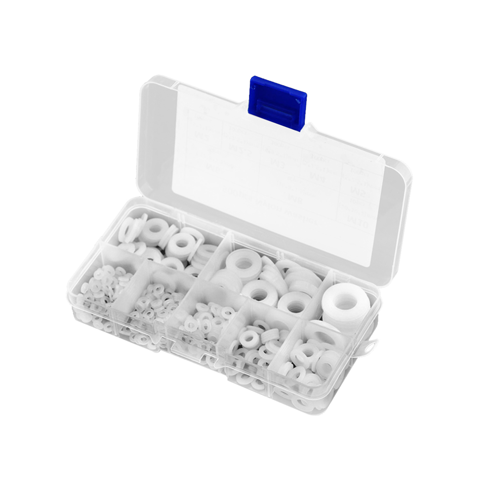 500Pcs White Nylon Flat Washer Gasket Set M2 M2.5 M3 M5 M6 M8 M10 4853934886785