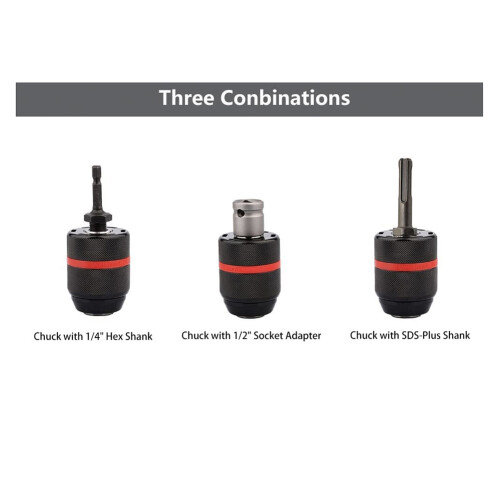 4 mandrins de perçage sans clé 1/2-20UNF 1,5-13 mm à queue hexagonale/SDS/douille 1