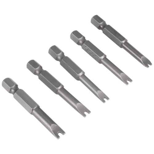 Conjunto de 5 bits de 1/4" com encaixe hexagonal magnético em formato de U.