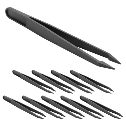 10 pinzette antistatiche con punta in plastica nera, lunghezza 12 cm 2