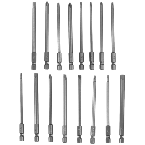 Conjunto de 16 bits magnéticos para chave de fenda com encaixe hexagonal de 1/4" e 100 mm de comprimento. 2