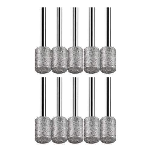 10Pcs 8mm Cylindrical Head Diamond Burr Stone Carving Grinding Tools