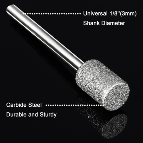 10Pcs 8mm Cylindrical Head Diamond Burr Stone Carving Grinding Tools 1