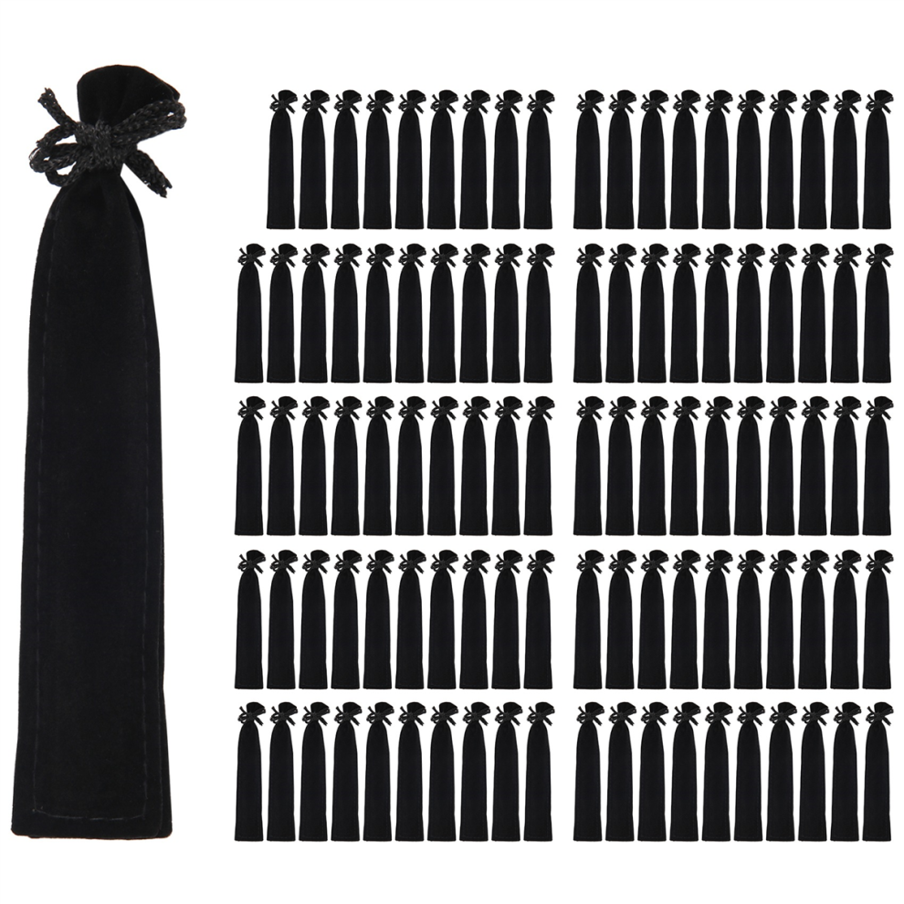 Photos - Pen 100Pcs Velvet Black Drawstring Bag for School Office Business Gift