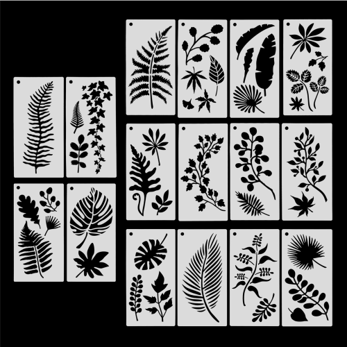 16 Pieces Leaves Stencil Reusable Sheet Painting Stencil Wall Stencil 2