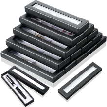 Coffret cadeau de 16 stylos vides en carton noir avec fenêtre transparente