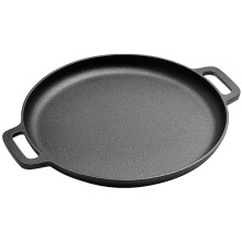 30cm Round Cast Iron Crepe Pizza Grill Plate with Two Handles Steak Pork Chicken Saucepan Kitchen Outdoor BBQ Grill Cookware Frying Pan