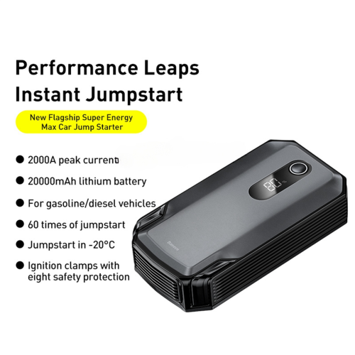 Démarreur d'urgence haute puissance 12 V 2000 A 20 000 mAh 2