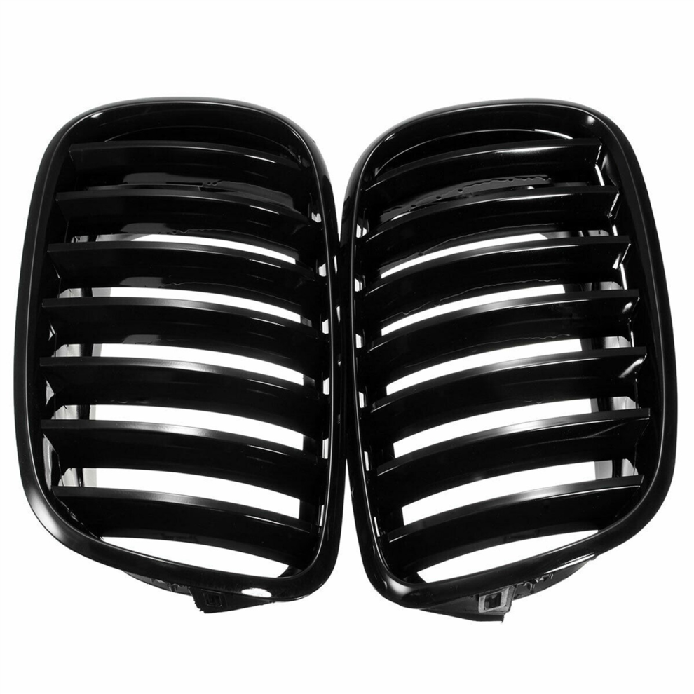 1 Pair Glossy Front Hood Kidney Grille Grill For X5 X6 E70 Black 4711434703097