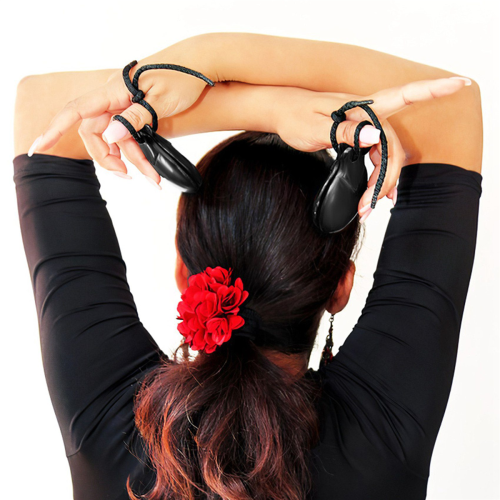 1 Pair Spanish Castanets Wood Hand Percussion Castanets(Black) 1