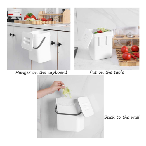 1.3 Gallon Kitchen Compost Bin Trash Can with Lid Trash Can White 2
