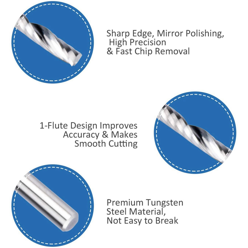 10 Pack Cnc Router Bits 1/8 Inch Shank Spiral Upcut Router Bit 4711434709440