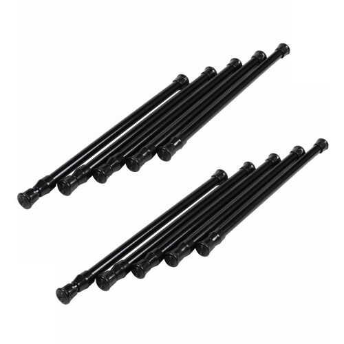 10 Pack Cupboard Bars Tensions Rod Spring Curtain Rod (Black)