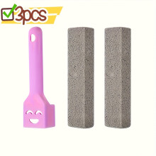 (Pink Color, One-size) 3pcs, Pumice Cleaning Stick with Handle, Rust Remover Suitable for Toilets, Bathrooms, Kitchens, Grills, And Tiles, Removes Water Scale