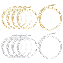 Kit de 10 pulseras con dijes y cadena de clip chapada en oro de 18 quilates