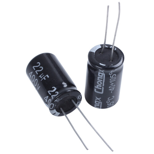 10 Pcs 22uF 400V 105C Electrolytic Capacitors Black 13mm x 21mm 2