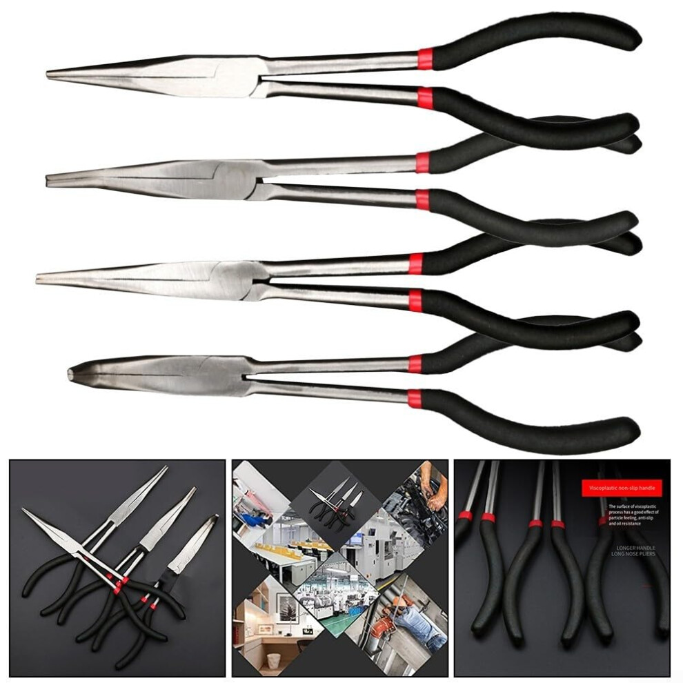 Control With Ergonomic Grip On Extended Needlenose Pliers (27.9 Cm, 3Piece Set) 11 Inch 3Piece Set 6493810262562