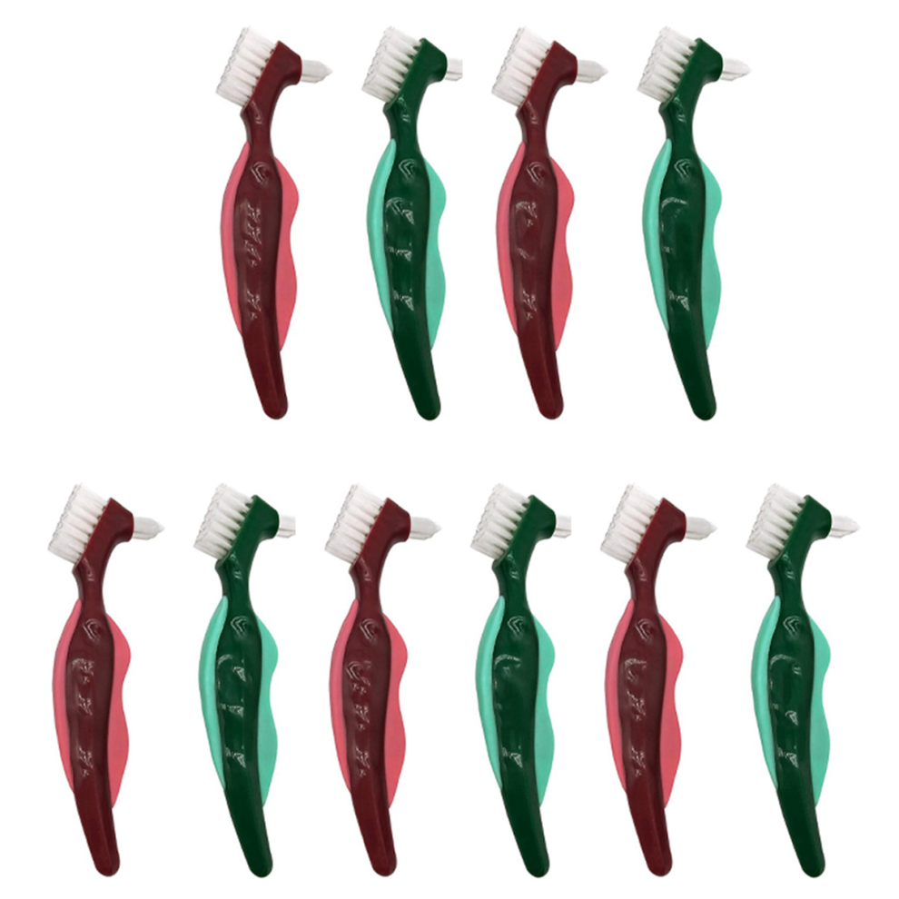 10 Pcs Premium Hard Denture Brush Toothbrush, Multi-Layered Bristles