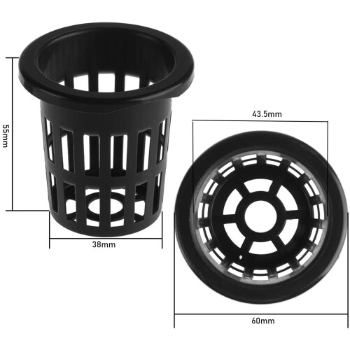 100 Pack 2.36 Inch Cups Slotted Mesh Wide Lip Filter Plant Net Pot 2