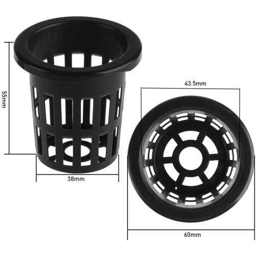 100 Pack 2.36 Inch Cups Slotted Mesh Wide Lip Filter Plant Net Pot 1