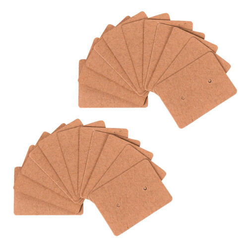 100Pcs Blank Earrings Ear Studs Tags Kraft Paper Display Card Brown