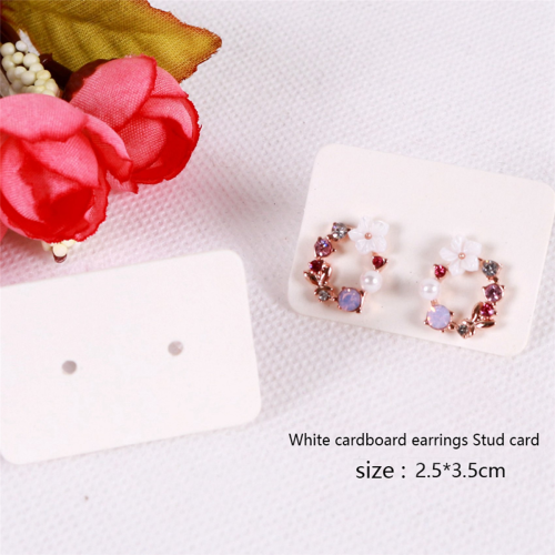 100Pcs Blank Earrings Ear Studs Paper Display Card Hanging White 1