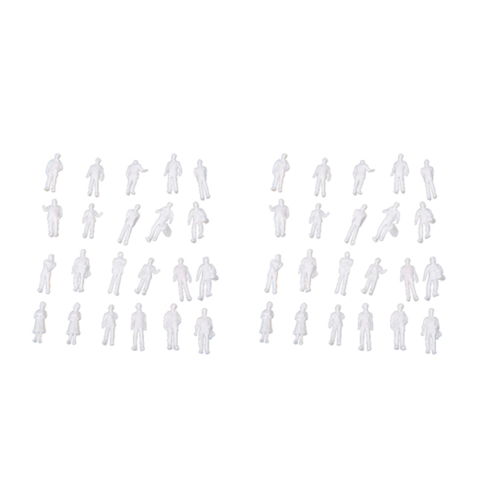 100pcs HO Scale 1:100 White Model People Unpainted Train Figures