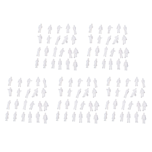 100pcs HO Scale 1:100 White Model People Unpainted Train Figures