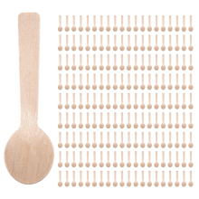 100Pcs Disposable Wooden Spoon Mini Ice Cream Spoon