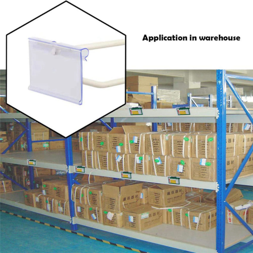 100Pcs Clear Plastic Label Holders for Wire Shelf Retail Price Label 2