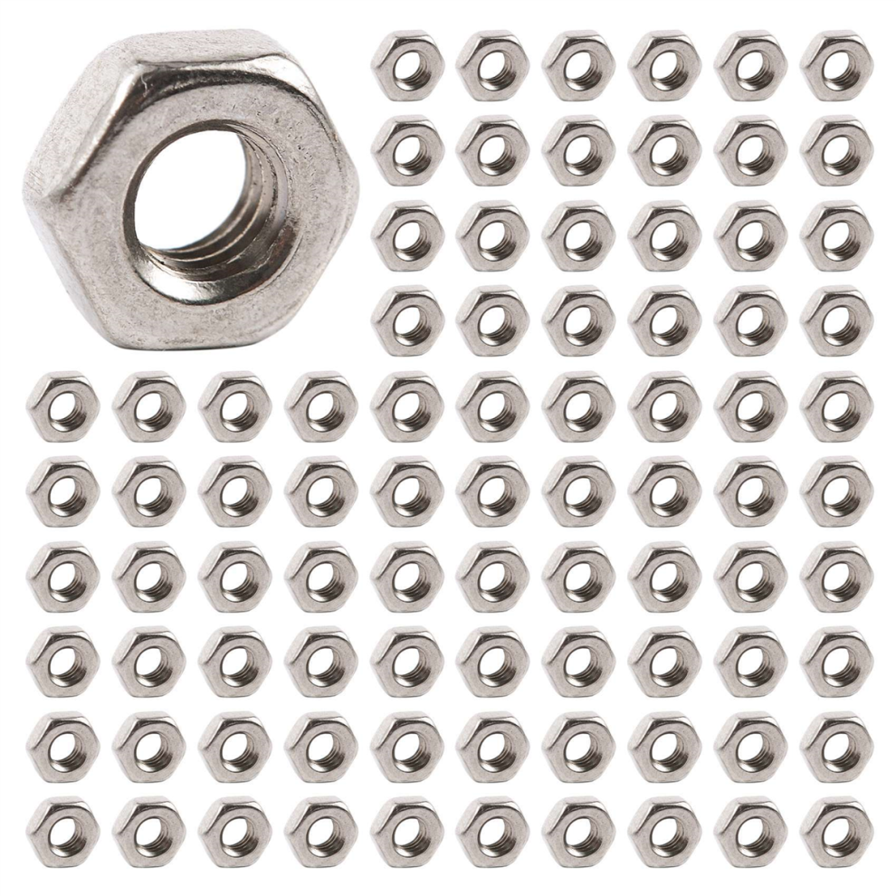 100Pcs M3 3Mm Female Thread Hex Metal Nut Fastener Silver Tone 4711434724306