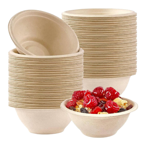100Pcs Strong Disposable Paper Bowls,350Ml Sugarcane Paper Brown 1