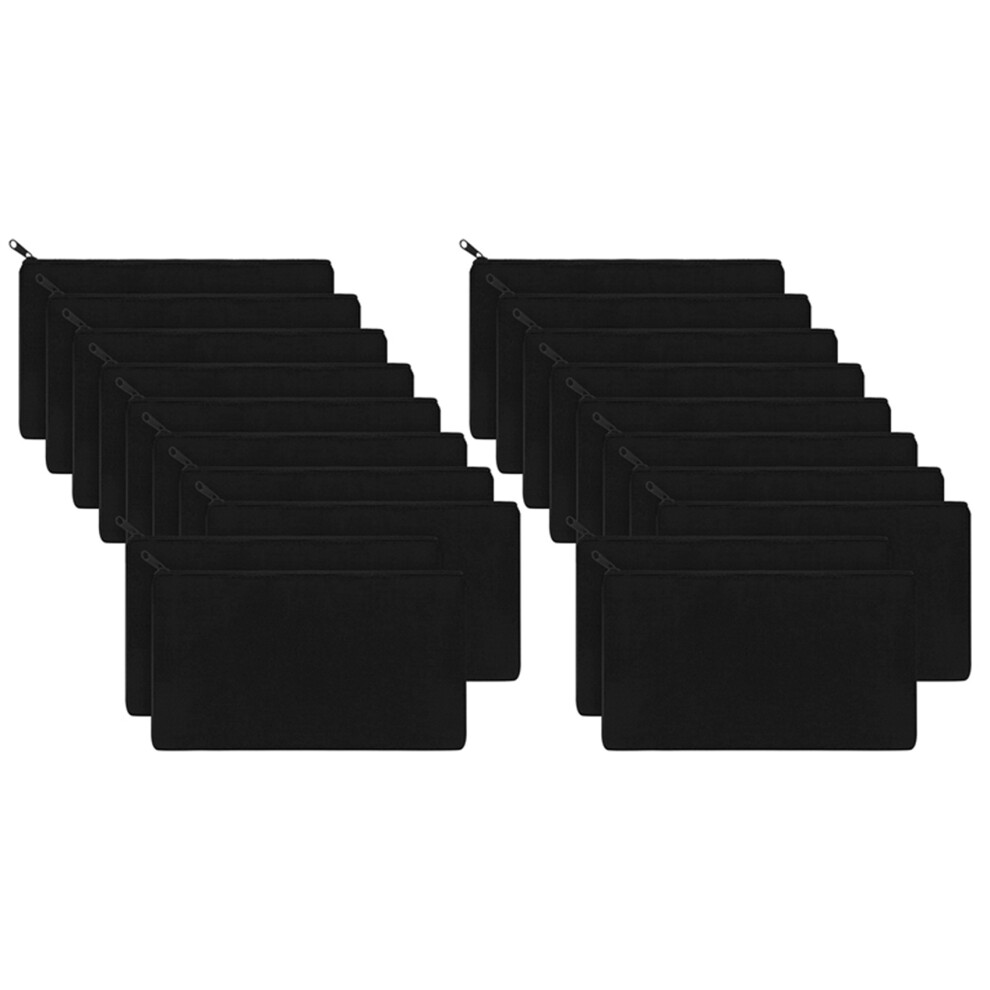 Black 10Pcs Canvas Zipper Makeup Bags For Travel Diy Craft School,