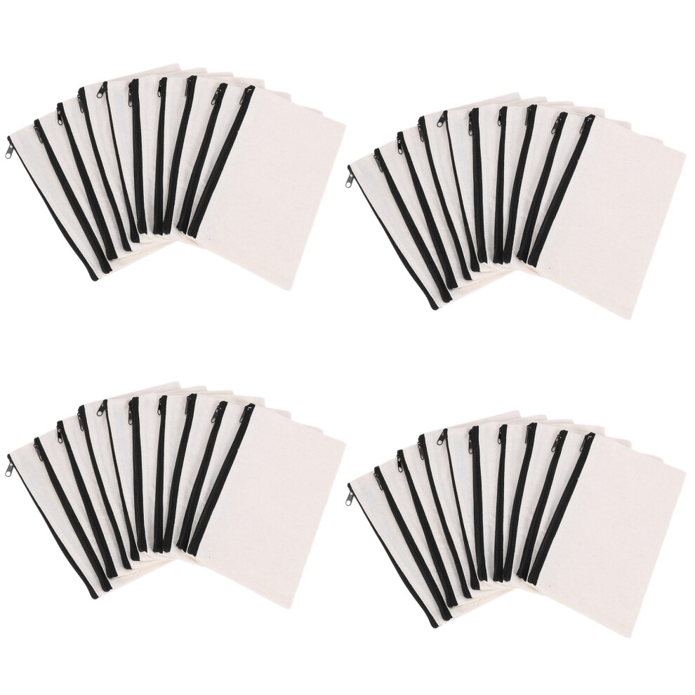 10Pcs Canvas Makeup Bags Canvas Zipper Pouch Bags Pencil Case
