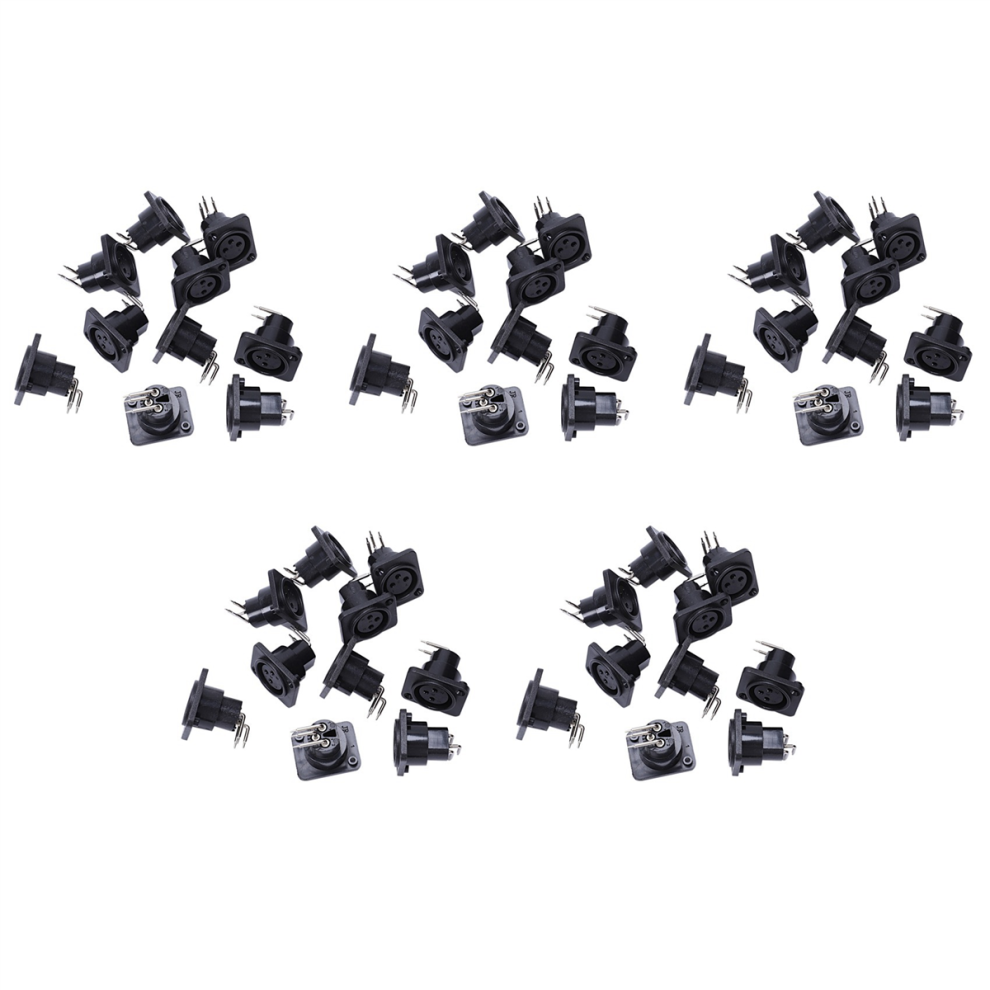 10Pcs Black Xlr 3Pin Female Jack Panel Chassis Pcb Socket Connector 4711434747718