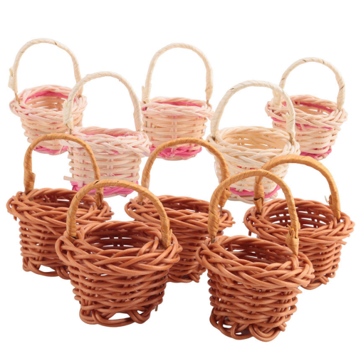 10Pcs Basket Mini Woven Baskets with Handles Plant Pots Containers 2