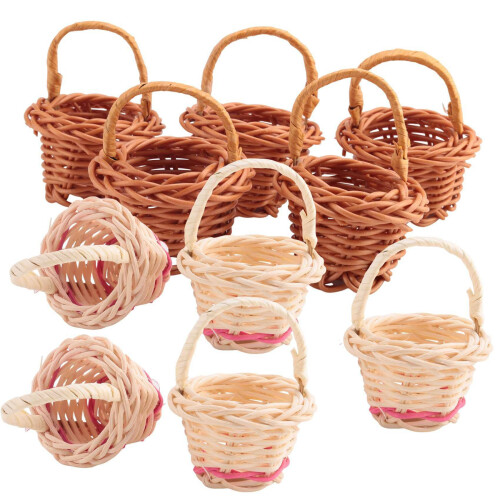 10Pcs Basket Mini Woven Baskets with Handles Plant Pots Containers 1
