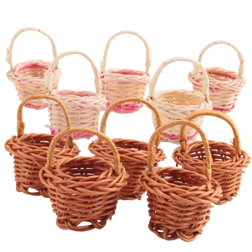 10Pcs Basket Mini Woven Baskets with Handles Plant Pots Containers 2