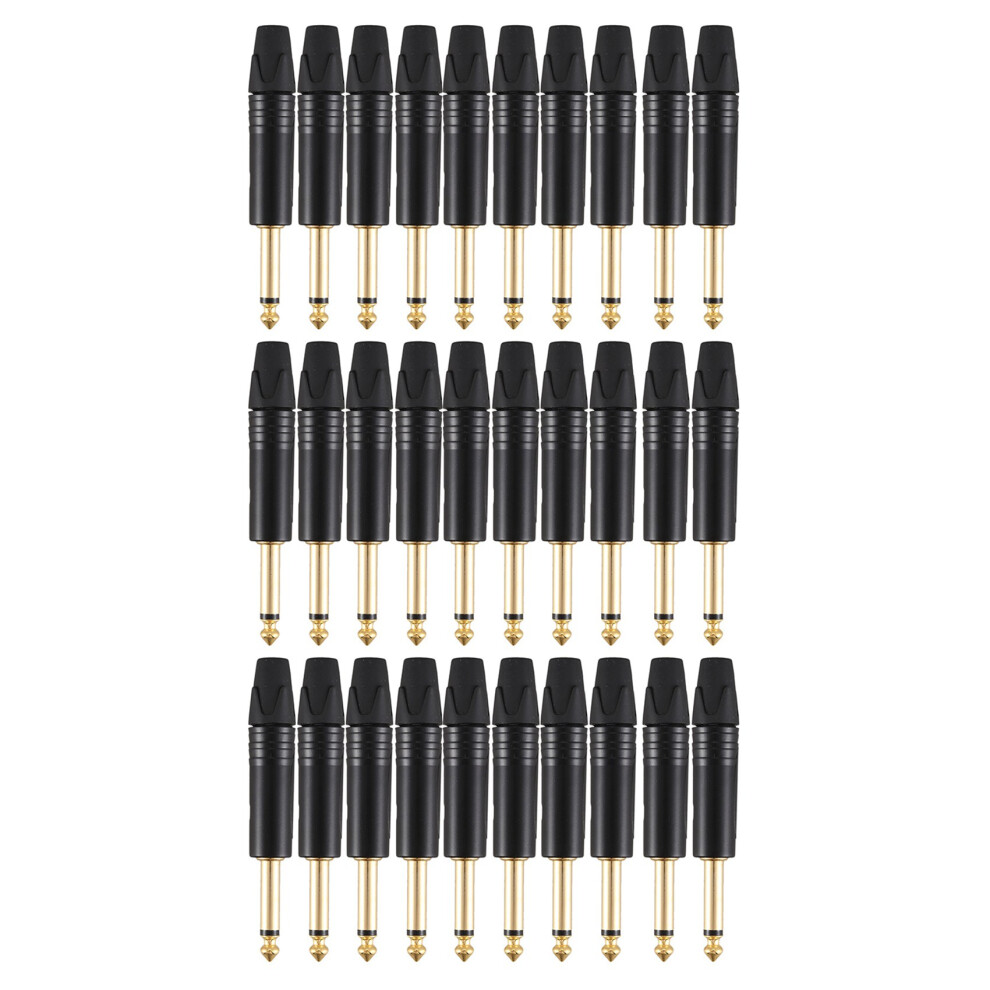 Black 10Pcs Plug Mono 6.35 Mm 6.5Mm Stereo Jack Plug