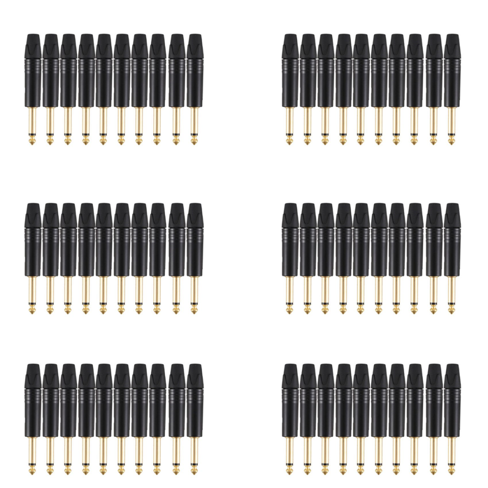 10Pcs Plug Mono 6.35 Mm 6.5Mm Stereo Jack Plug Black 4713408170652