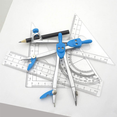 10Pcs School Protractor Set Rulers for Maths and Engineering, Blue 2