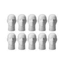 10-Pack White Foam Manikin Heads for Wigs and Hats, Unisex, 55cm Circ, 30cm Tall
