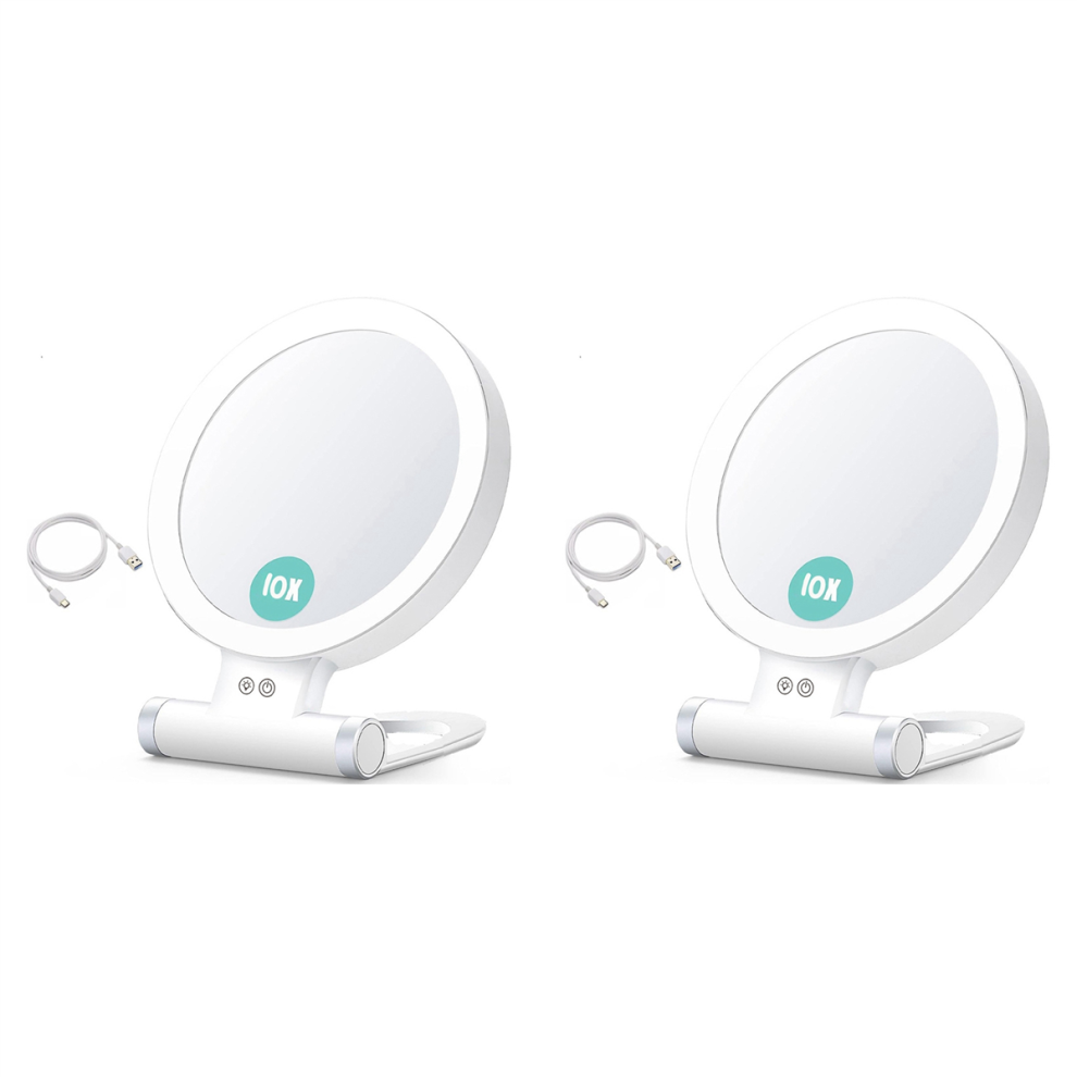 Light 10X Magnifying Makeup Mirror With S And Magnification